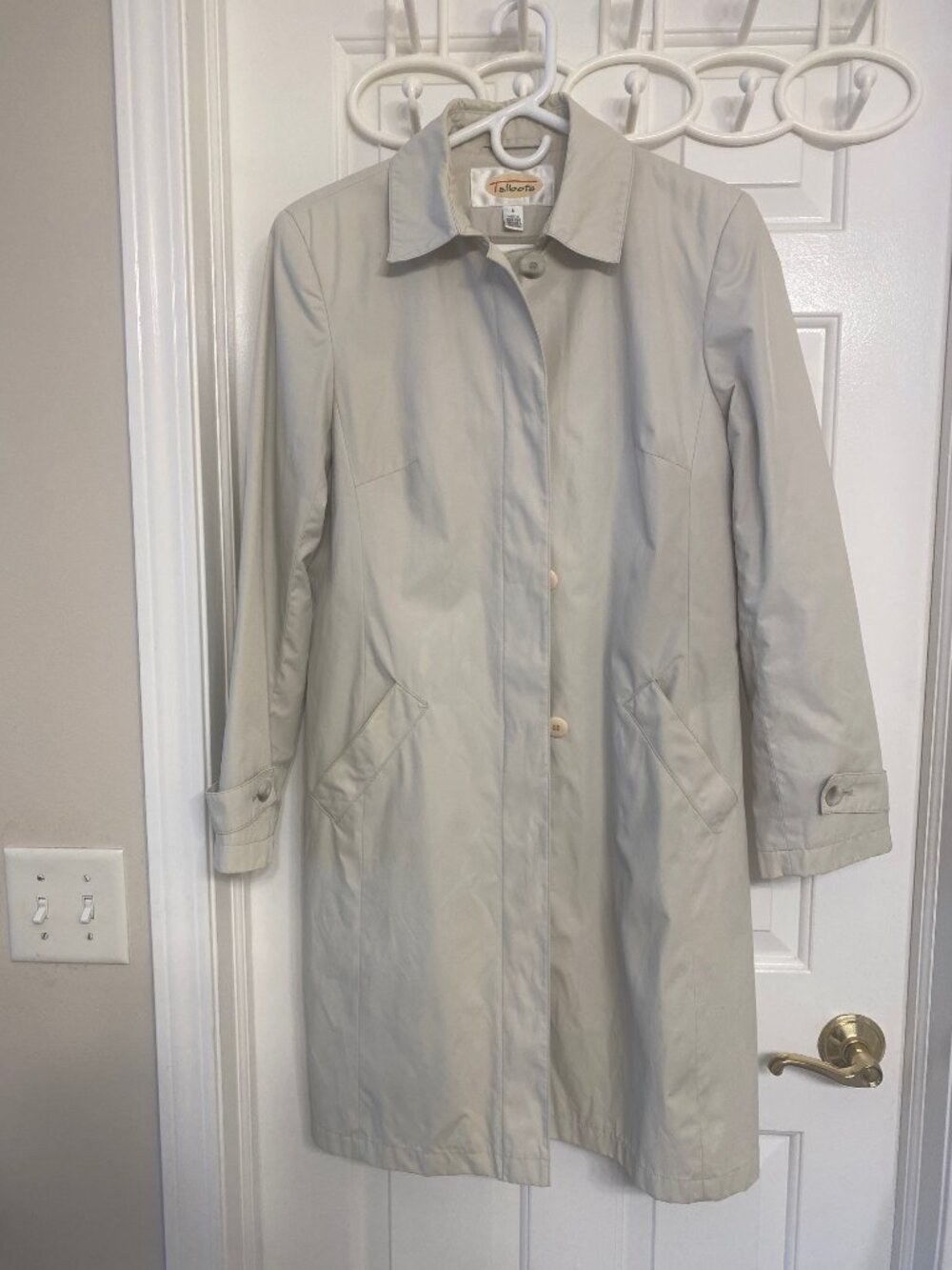 Talbots Women’s Trench Coat Size 4 Beige Classic Cotton Blend